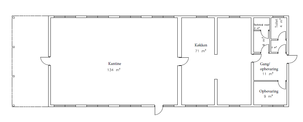 plantegning for den flytbar kantinebygning