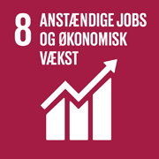 logo for verdensmål 8: Anstændige jobs og økonomisk vækst