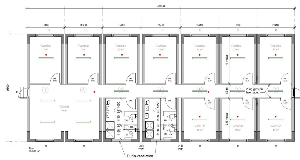 plantegning for midlertidige elevboliger